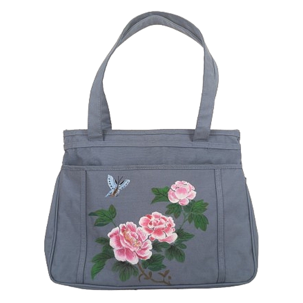 vintage 60's hand painted tote bag